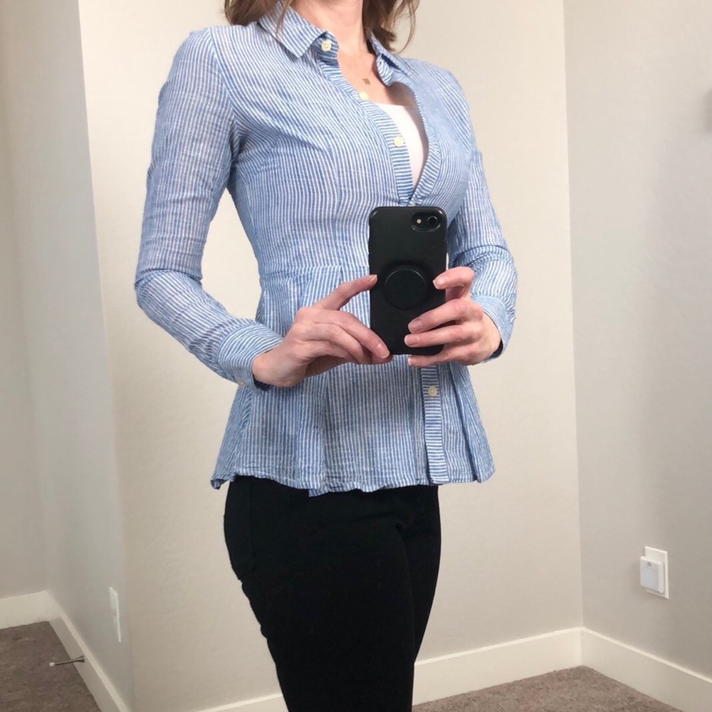 Anthropology Peplum Button Down Top